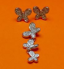 Afbeelding van “Vlinder” set van hangertje en oorknopjes in sterling zilver en kubiek zirkonia