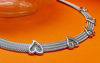 Afbeeldingen van “Herringbone hart” ketting volledig in Italiaans sterling zilver, platte herringbone versierd met gepolijste hartjes