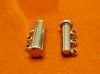 Picture of 20x10 mm, clasp, multi-strand slide, 3 rows, silver-plated brass