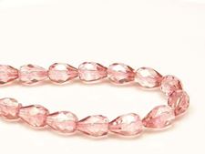 Picture of 10x7 mm, Czech faceted tear-shaped beads, transparent, light topaz pink luster
