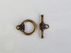 Picture of 14x14 mm, toggle clasp, alloy, circle with flower, antique gold-plated