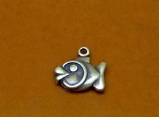 Picture of 14x15 mm, be happy as a fish in water, pendant charms, pewter, JBB findings, brass-plated