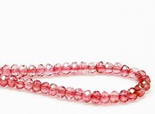 Image de 3x5 mm, perles à facettes tchèques rondelles, transparentes, lustrées rose topaze pâle
