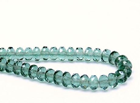 Picture of 4x7 mm, Czech faceted rondelle beads, blue celadon green, transparent