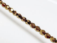 Image de 6x6 mm, perles à facettes tchèques rondes, cristal, transparent, lustre doré