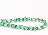 Picture of 6x6 mm, Czech faceted round beads, transparent, light emerald green luster, shimmering