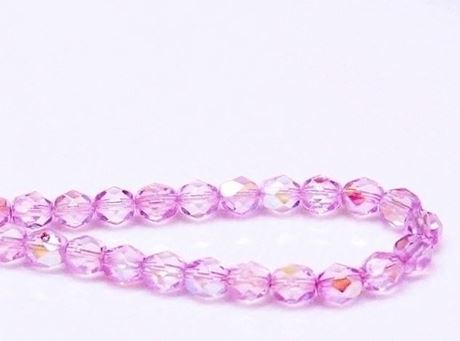 Image de 6x6 mm, perles à facettes tchèques rondes, transparentes, lustrées rose-pourpre pâle, AB