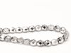 Image de 6x6 mm, perles à facettes tchèques rondes, transparentes, lustrées gris blanc fumée, miroir partiel argent