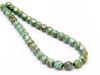Picture of 6x6 mm, Czech faceted round beads, turquoise blue, opaque, green picasso