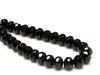 Picture of 6x8 mm, Czech faceted rondelle beads, black, opaque, glossy finishing