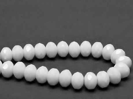 Image de 6x8 mm, perles à facettes tchèques rondelles, blanc craie, opaque
