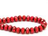 Picture of 6x8 mm, Czech faceted rondelle beads, crayola red, opaque, travertine
