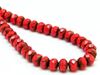 Picture of 6x8 mm, Czech faceted rondelle beads, crayola red, opaque, travertine