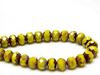 Picture of 6x8 mm, Czech faceted rondelle beads, lemon yellow, opaque, grey ghost-picasso