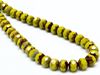 Picture of 6x8 mm, Czech faceted rondelle beads, lemon yellow, opaque, grey ghost-picasso