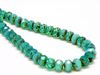 Picture of 6x8 mm, Czech faceted rondelle beads, opal aqua green, translucent, travertine