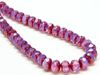Picture of 6x8 mm, Czech faceted rondelle beads, opal lavender purple, translucent, bronze mirror