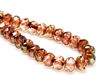 Picture of 6x8 mm, Czech faceted rondelle beads, peachy pink, transparent, golden green picasso