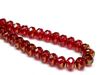 Picture of 6x8 mm, Czech faceted rondelle beads, raspberry red, transparent, golden sheen
