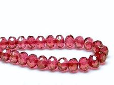 Image de 6x8 mm, perles à facettes tchèques rondelles, transparentes, lustrées rouge améthyste or