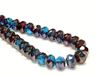 Picture of 6x8 mm, Czech faceted rondelle beads, variegated deep sky blue and garnet red, transparent