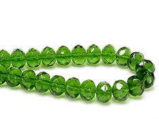 Image de 6x9 mm, perles à facettes tchèques rondelles, vert olive foncé, transparent