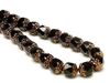 Picture of 8x8 mm, cathedral, Czech beads, black, opaque, rusty bronze sides