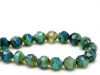 Picture of 8x8 mm, central cut, Czech beads, blue and green-blue, travertine