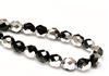 Picture of 8x8 mm, Czech faceted round beads, black, opaque, half tone silver mirror
