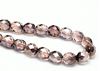 Picture of 8x8 mm, Czech faceted round beads, light rose, transparent, smokey ghost
