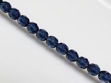 Picture of 8x8 mm, Czech faceted round beads, Montana blue, transparent