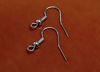 Picture of 9x19 mm, French hook ear wires, brass, platinum color,  with bead and coil, 1 pair