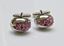 Picture of Cufflinks, oval, dome, light magenta crystals in widget, silver-plated 