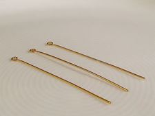 Picture of Eye pins, 2 inches, 21 gauge, gold-plated brass, 20 pieces