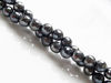Picture of 6x6 mm, round, gemstone beads, onyx, black, faceted, metallic sheen