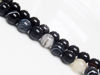Picture of 10x10 mm, round, gemstone beads, natural striped agate, black