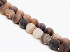 Image de 10x10 mm, perles rondes, pierres gemmes, agate à rayures naturelle, brun caramel et brun foncé, dépoli