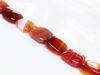 Picture of 16x16x5 mm, puffy square, gemstone beads, natural striped agate, orange-red, A-grade