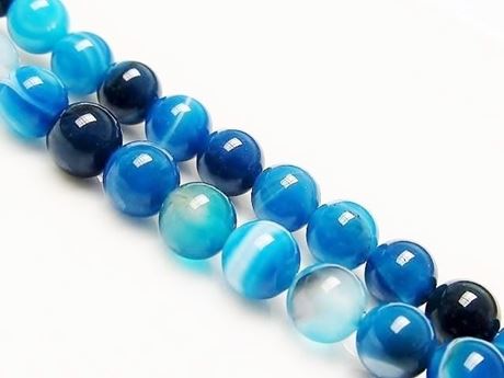 Picture of 6x6 mm, round, gemstone beads, natural striped agate, blue