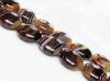 Image de 18x18x7 mm, perles galets arrondis, pierres gemmes, agate à rayures naturelle, brun caramel et brun foncé