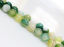 Picture of 8x8 mm, round, gemstone beads, natural striped agate, variegated blue green and yellow green