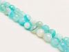 Picture of 8x8 mm, round, gemstone beads, natural striped agate, light turquoise blue, faceted