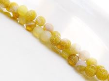 Picture of 6x6 mm, round, gemstone beads, crackle agate, yellow, frosted