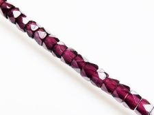 Picture of 4x6 mm, Czech fire-polished large hole roller beads, amethyst black, transparent