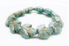 Image de 16x14 mm, perles de verre pressé tchèque, feuille d'érable, panaché de bleu ciel, mat, patine bronze, 6 pièces