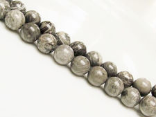 Picture of 12x12 mm, round, gemstone beads, Picasso jasper, grey, natural