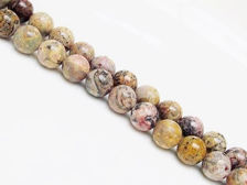 Picture of 10x10 mm, round, gemstone beads, leopard skin jasper or Mexican Rhyolite, natural