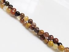 Picture of 4x4 mm, round, gemstone beads, petrified wood, natural, Brazil