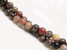 Picture of 8x8 mm, round, gemstone beads, petrified wood, natural, A-grade