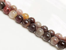 Picture of 8x8 mm, round, gemstone beads, petrified wood, pink, natural, China